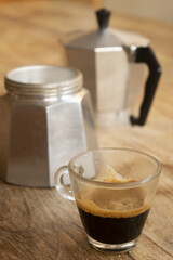 espresso in glass cup