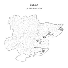 Fototapeta na wymiar Administrative Map of Essex with Counties, Districts and Civil Parishes as of 2022 - United Kingdom, England - Vector Map
