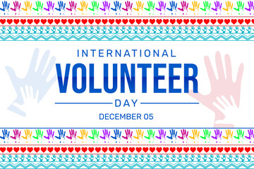 International Volunteer Day Backdrop Wallpaper with Colorful Diverse hands and heart inside traditional border design