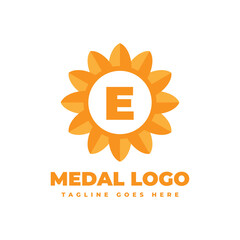 letter E flower medal vector logo design element