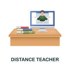 Distance Teacher icon. 3d illustration from e-learning collection. Creative Distance Teacher 3d icon for web design, templates, infographics and more