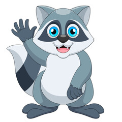 Cute raccoon cartoon. Cute animal cartoon. Vector illustration