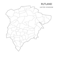 Administrative Map of Rutland with County and Civil Parishes as of 2022 - United Kingdom, England - Vector Map