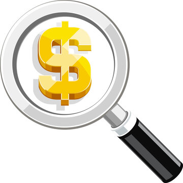 magnifying glass money cash icon