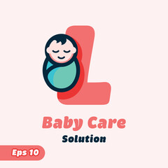 Alphabet L Baby Care Logo