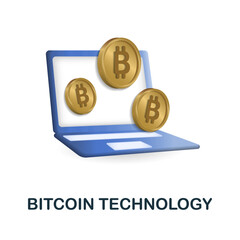 Bitcoin Technology icon. 3d illustration from fintech industry collection. Creative Bitcoin Technology 3d icon for web design, templates, infographics and more