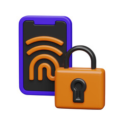 3d padlock and fingerprint lock 3d render illustration