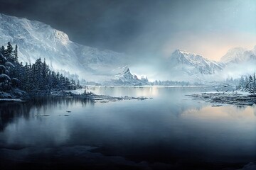 Winter lake illustration