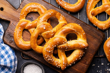 Freshly baked homemade pretzels