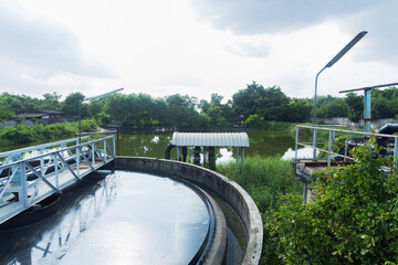 Sewage treatment pond in industrial plants