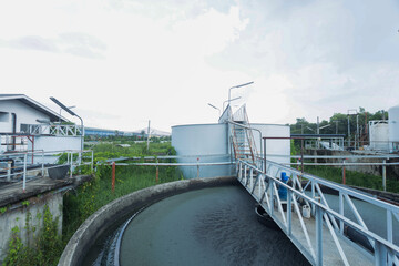 Sewage treatment pond in industrial plants