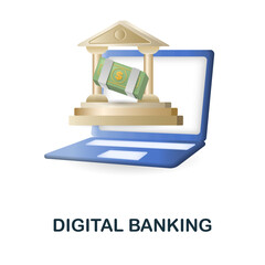 Digital Banking icon. 3d illustration from fintech industry collection. Creative Digital Banking 3d icon for web design, templates, infographics and more