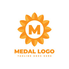 letter M flower medal vector logo design element