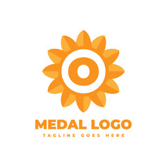 letter O flower medal vector logo design element