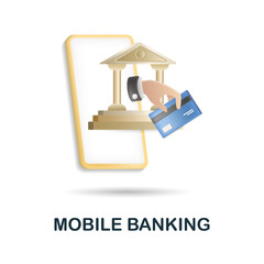 Mobile Banking icon. 3d illustration from fintech collection. Creative Mobile Banking 3d icon for web design, templates, infographics and more