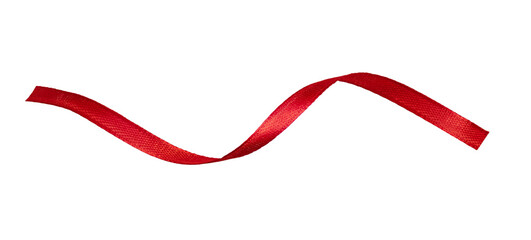 Wavy red ribbon isolated on white background. Part of red ribbon as an element for design.