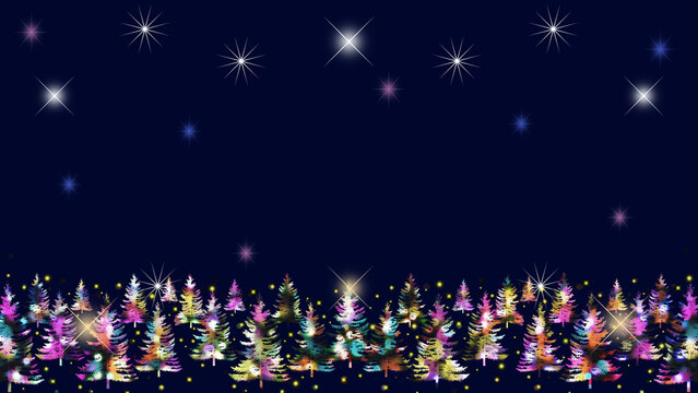 輝くイルミネーションのクリスマスツリーの背景