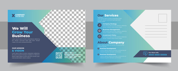 Corporate business or marketing agency postcard template, Modern postcard EDDM design template