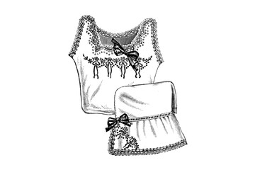 Fashion Lingerie Underwear undergarments for women - Vintage Illustration