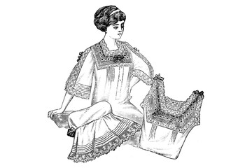 Fashion Lingerie Underwear undergarments for women - Vintage Illustration