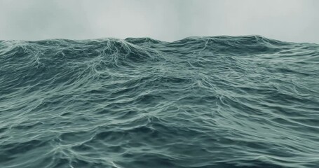 3d render of choppy rough sea with waves in storm water.