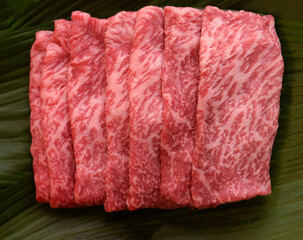 すき焼き用の和牛、スライスした日本の和牛肉