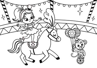 Obraz premium Painting activity in the circus theme for children. Vector illustration.