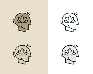 Head lotus icon. Calm head. Mindfulness. Stress management. Vector icon.