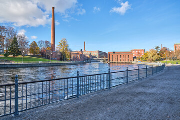Tampere tammerkoski rapids and old hydro plant 