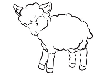 Black and White Cartoon Sheep