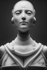 Robot woman, sci-fi android female artificial intelligence 3d style