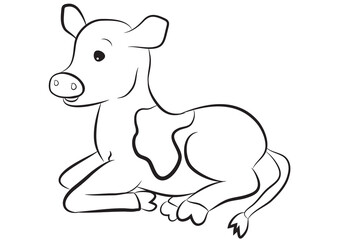 Black and White Cartoon Cow Vector