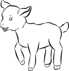 Obraz premium Black and White Clipart Goat