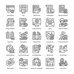 Banking and finance Related Vector Icons set. modern style vector illustration