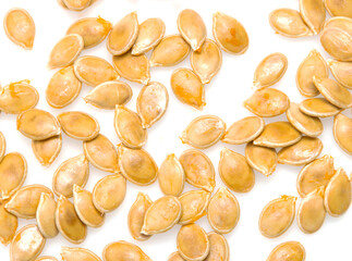 pumpkin seeds on a white background