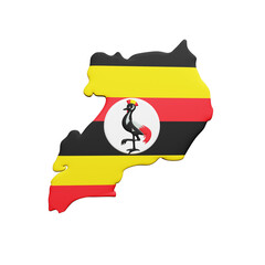 PNG 3D Rendering of Uganda Flag Map