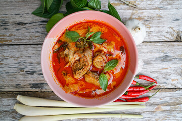 : Thai Food Red Curry Chicken with Bamboo Shoots It is a popular Thai food and is meticulous in cooking.