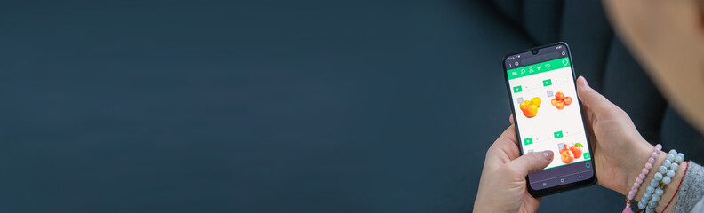 Online ordering of products in the online store. Selective focus.