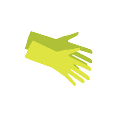 Light green rubber cleaning gloves flat style, vector illustration