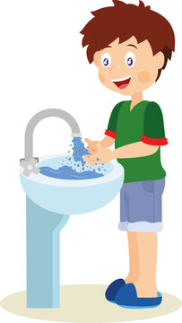 Boy who is washing his hands