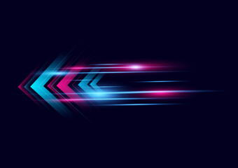 Abstract modern hight speed light arrow line technology effect on black background vector illustration.