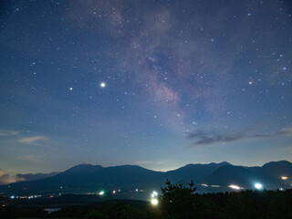 浅間山と天の川