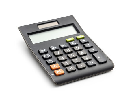 Basic calculator isolated on white background.