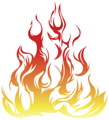 Fire flames isolated on white background. Tribal tattoo design.
