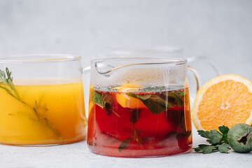 Herbal tea made of leaves, berries and fruit. Natural indredient for rich taste.