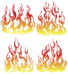 Fire flames isolated on white background. Tribal tattoo design.