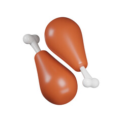 3d rendering chicken leg isolated