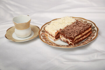 Piece of cake with chocolate