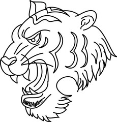 Tiger face sticker vector.Tiger head traditional tattoo.Vector of Japanese tiger for sticker or printing on T-shirt.