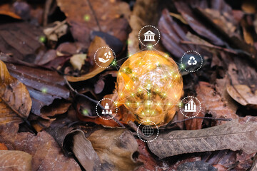 light bulb against nature for environmental, social, and governance in sustainable and ethical...